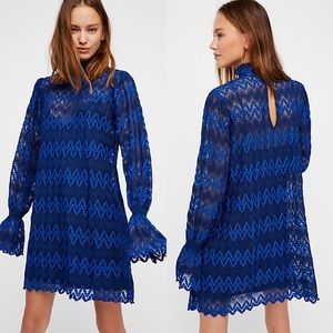 NWT Free People | Mock Neck Blue Simone Dress XS